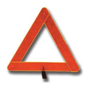 Car warning triangle with metal base