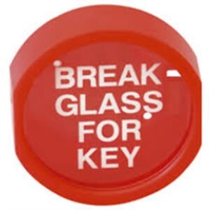 Plastic key box with break-glass front